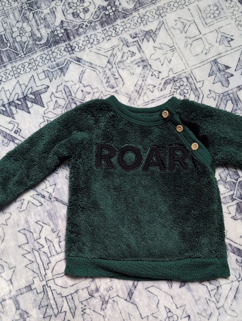 Pekkle Green 'ROAR' Plush Baby Sweater 6 Mos
